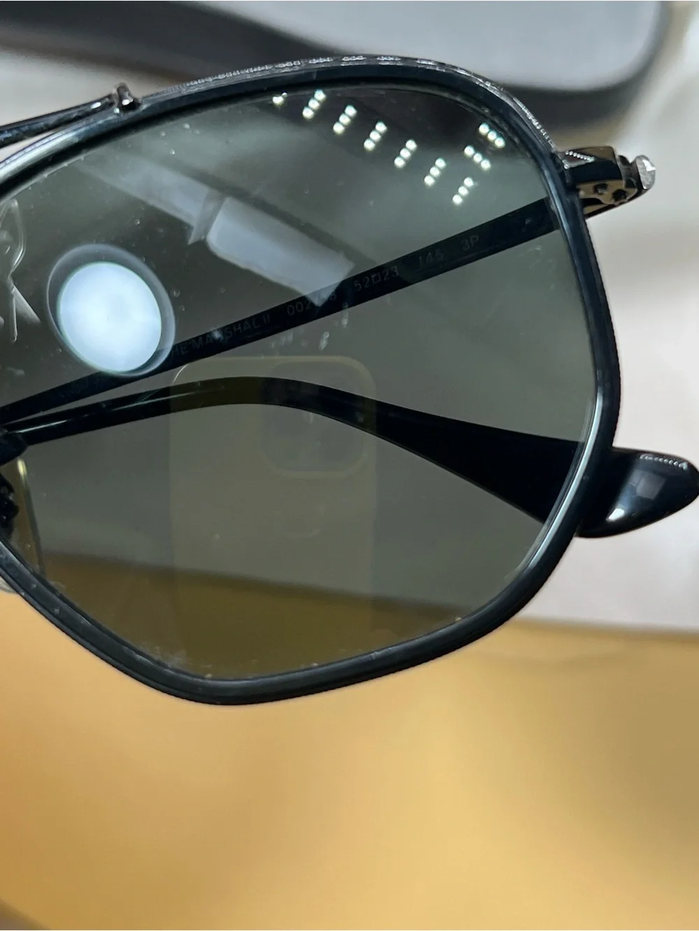 Ray-Ban Black Metal Aviator Sunglasses with Dark Green Lenses